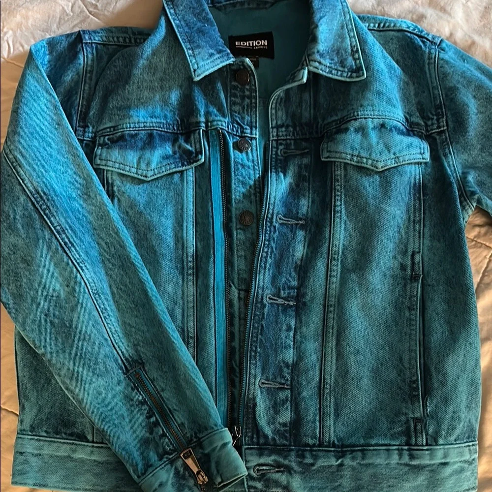 Edition Express Blue/Green Washed Denim Jacket - Picture 6 of 6